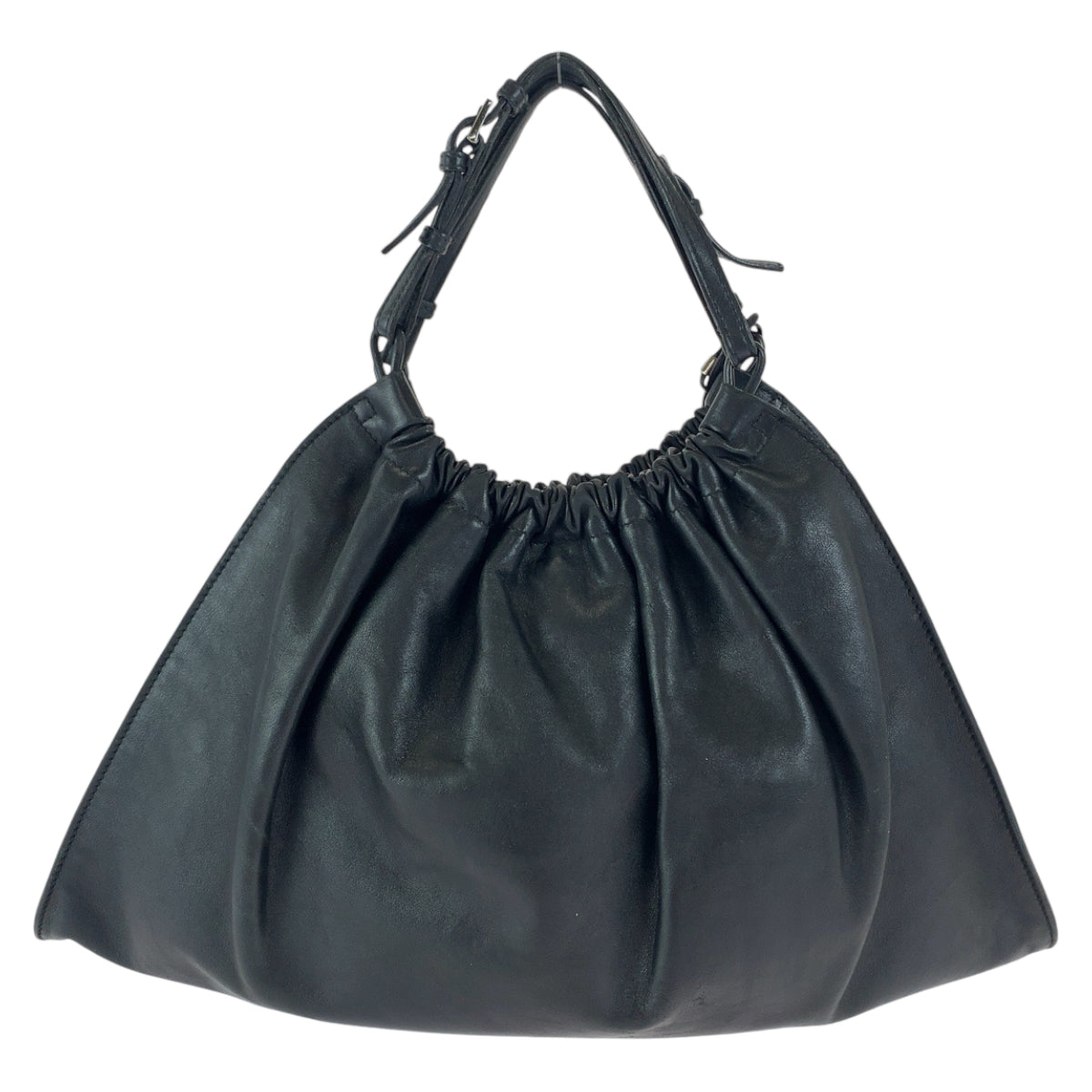 12014
GUCCI グッチ ブラック 黒 シルバー金具 レザー 76554 ハンドバッグ 巾着バッグ  レディース