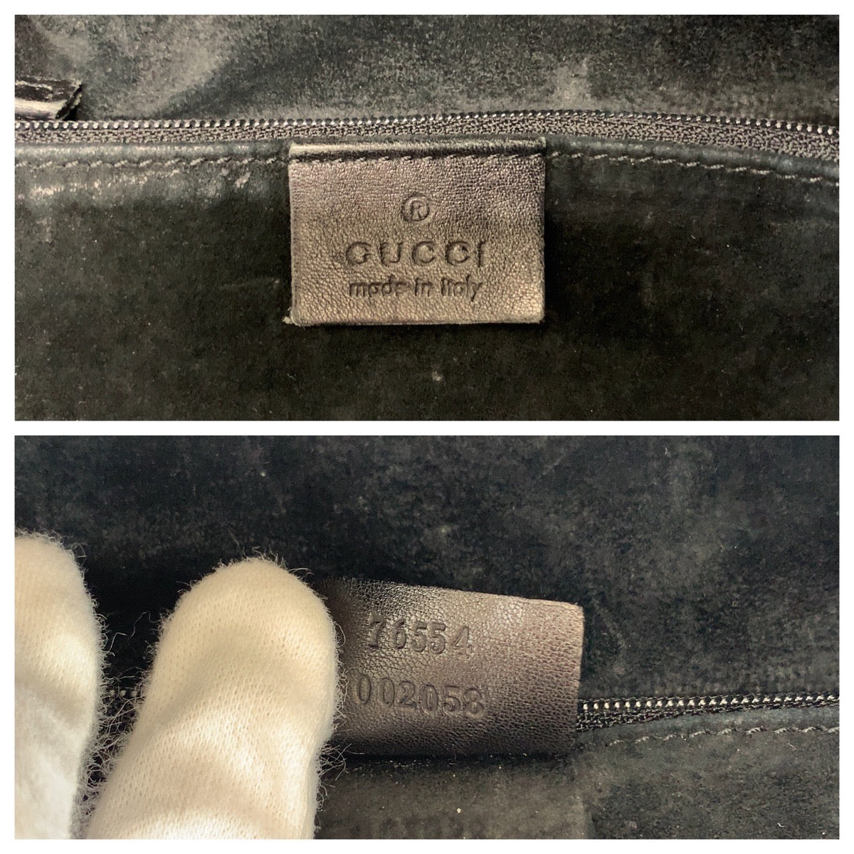 12014
GUCCI グッチ ブラック 黒 シルバー金具 レザー 76554 ハンドバッグ 巾着バッグ  レディース