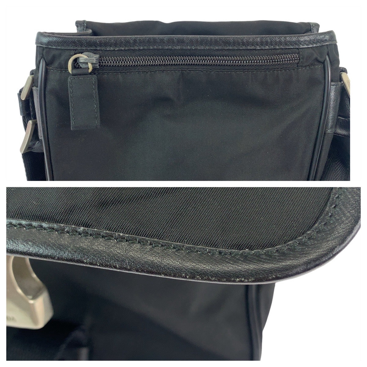 12013
PRADA プラダ テスート 三角ロゴプレート 男女兼用 ブラック 黒 シルバー金具 ナイロン ショルダーバッグ ポシェット  レディース