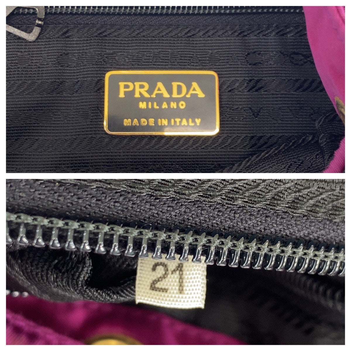 2011
 PRADA Prada Tessuto Logo Beads Purple Gold Hardware Nylon/Python Shoulder Bag Drawstring Bag Handbag Pouch Women's