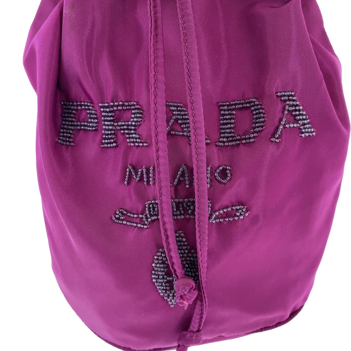 2011
 PRADA Prada Tessuto Logo Beads Purple Gold Hardware Nylon/Python Shoulder Bag Drawstring Bag Handbag Pouch Women's