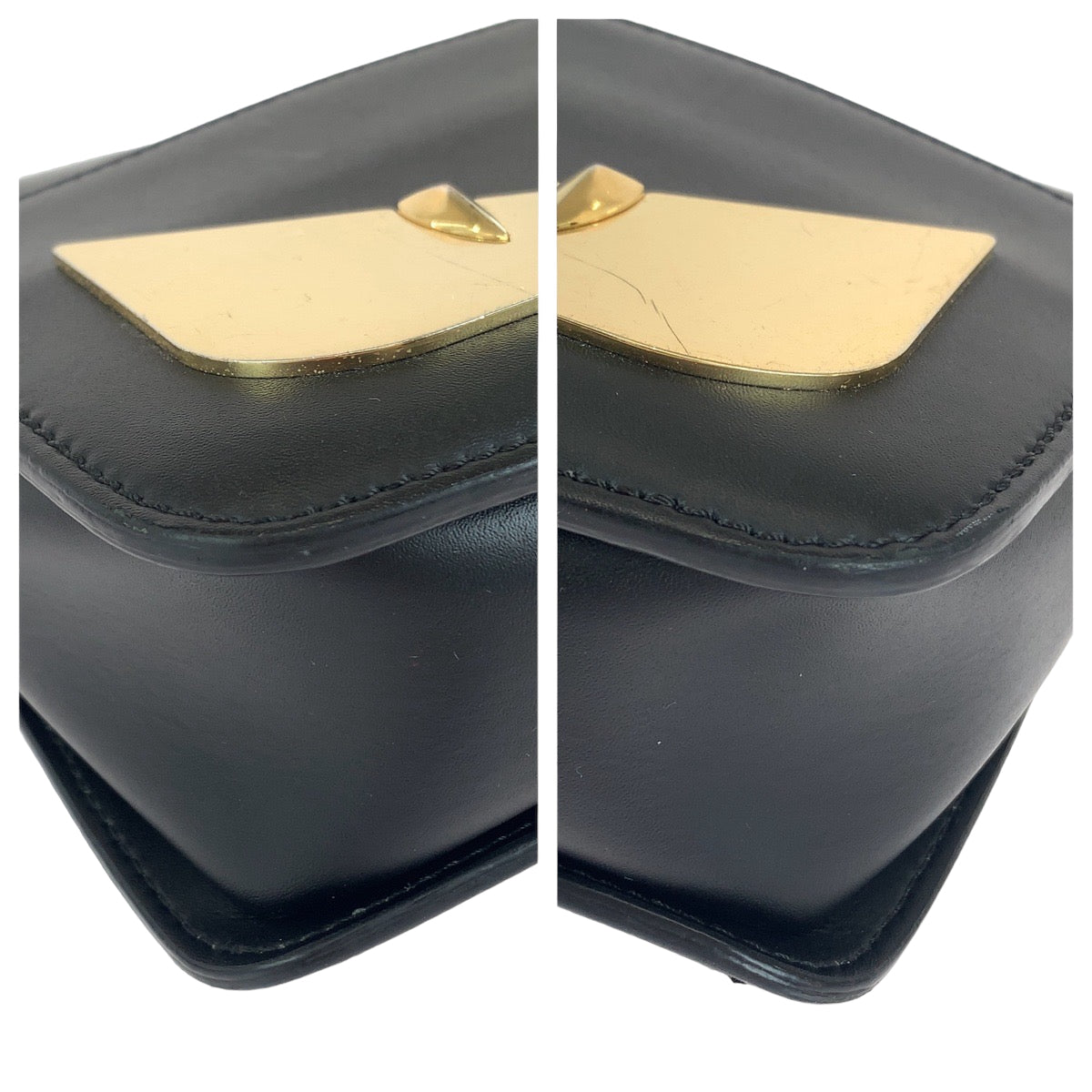 FENDI フェンディ モンスター バグズアイ ブラック ゴールド金具 レザー 7VA428 A3D8 F0KUR ショルダーバッグ ポシェット  メンズ