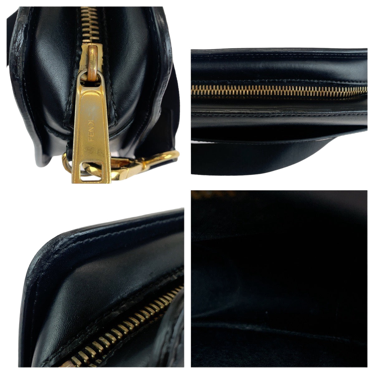 FENDI フェンディ モンスター バグズアイ ブラック ゴールド金具 レザー 7VA428 A3D8 F0KUR ショルダーバッグ ポシェット  メンズ