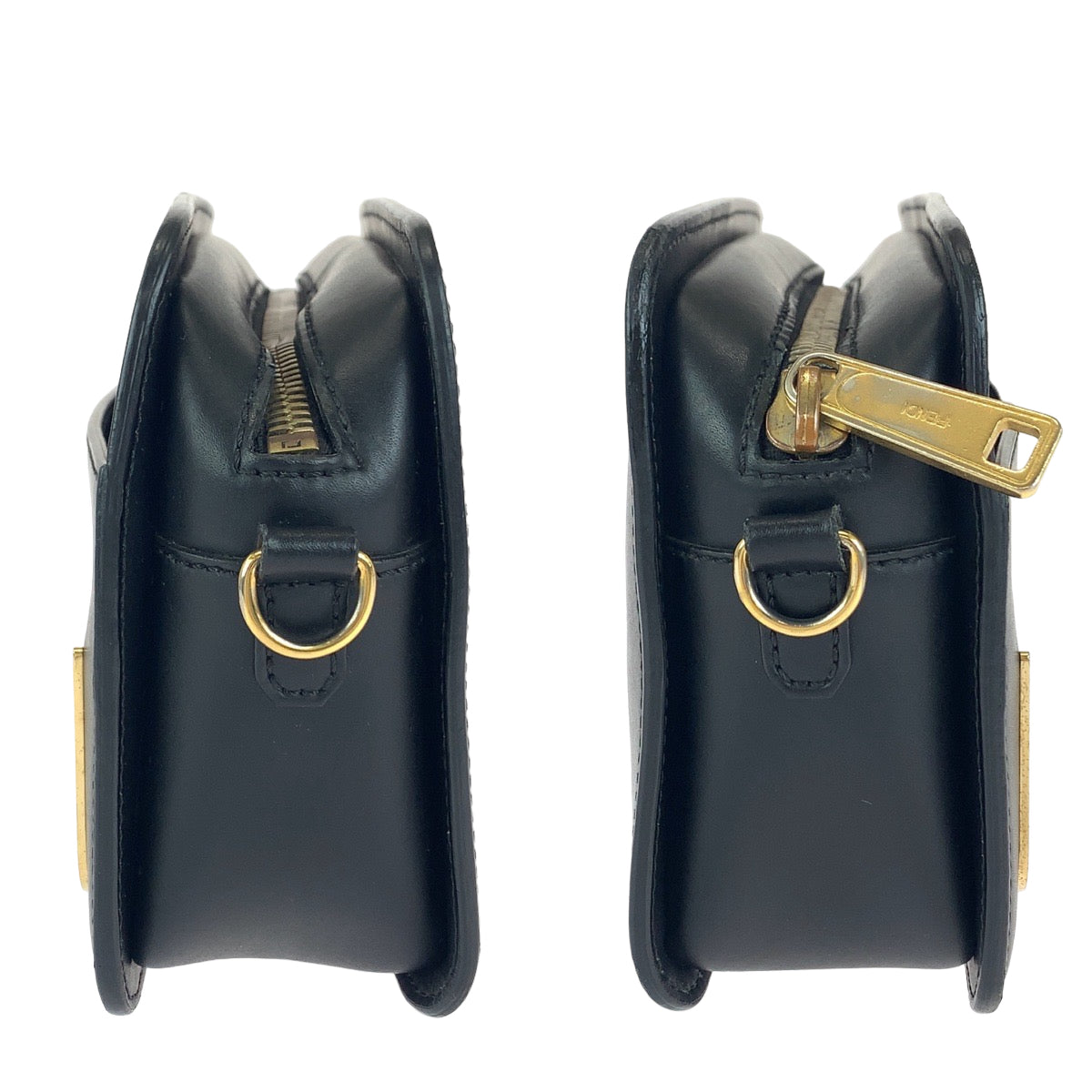 FENDI フェンディ モンスター バグズアイ ブラック ゴールド金具 レザー 7VA428 A3D8 F0KUR ショルダーバッグ ポシェット  メンズ