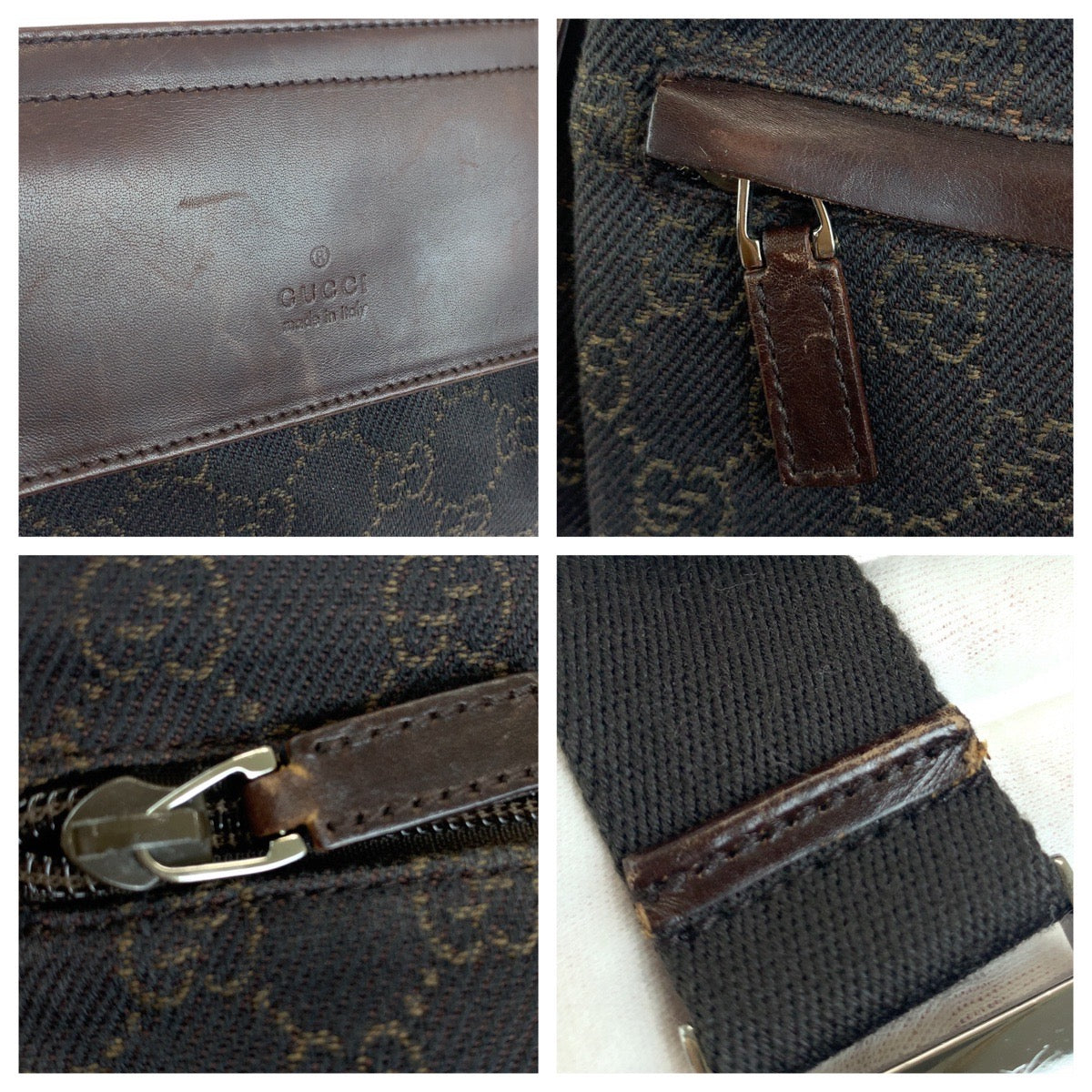 GUCCI グッチ GG柄 ブラウン シルバー金具 GGキャンバス / レザー 28566 ボディバッグ ウエストバッグ バムバッグ  メンズ