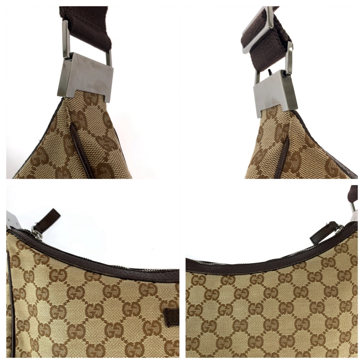 GUCCI グッチ ブラウン シルバー金具 GGキャンバス 122790 斜め掛け ショルダーバッグ  レディース