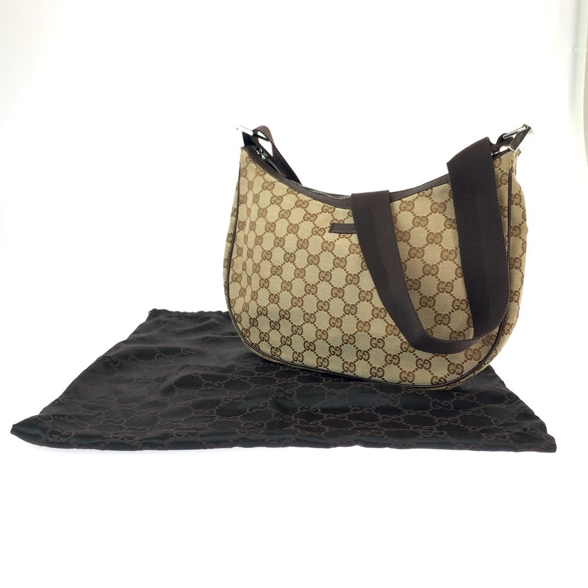 GUCCI グッチ ブラウン シルバー金具 GGキャンバス 122790 斜め掛け ショルダーバッグ  レディース