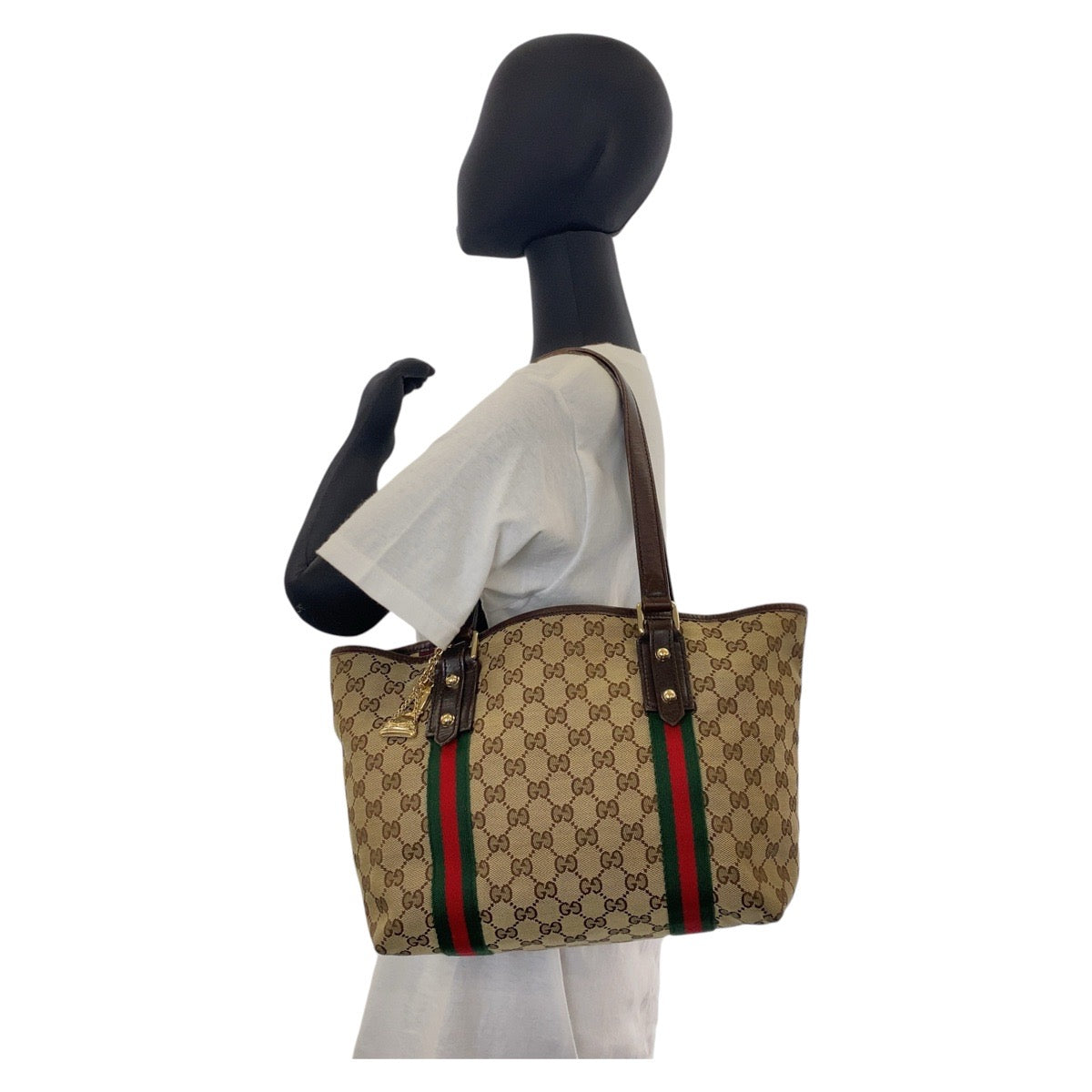 GUCCI グッチ シェリーライン ブラウン ベージュ ゴールド金具 GGキャンバス / レザー 137396 トートバッグ ショルダーバッグ  レディース