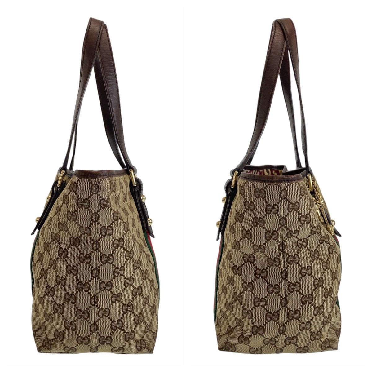 GUCCI グッチ シェリーライン ブラウン ベージュ ゴールド金具 GGキャンバス / レザー 137396 トートバッグ ショルダーバッグ  レディース