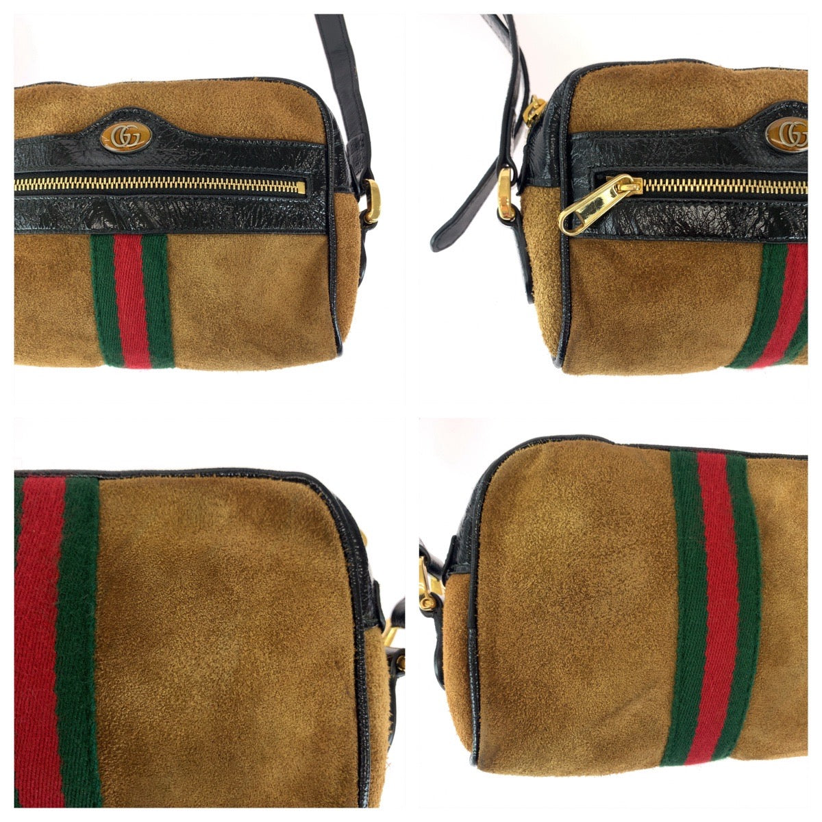 12006
GUCCI グッチ オフィディア ブラウン レッド グリーン ゴールド金具 スウェード / レザー 573321 ショルダーバッグ ポシェット  レディース