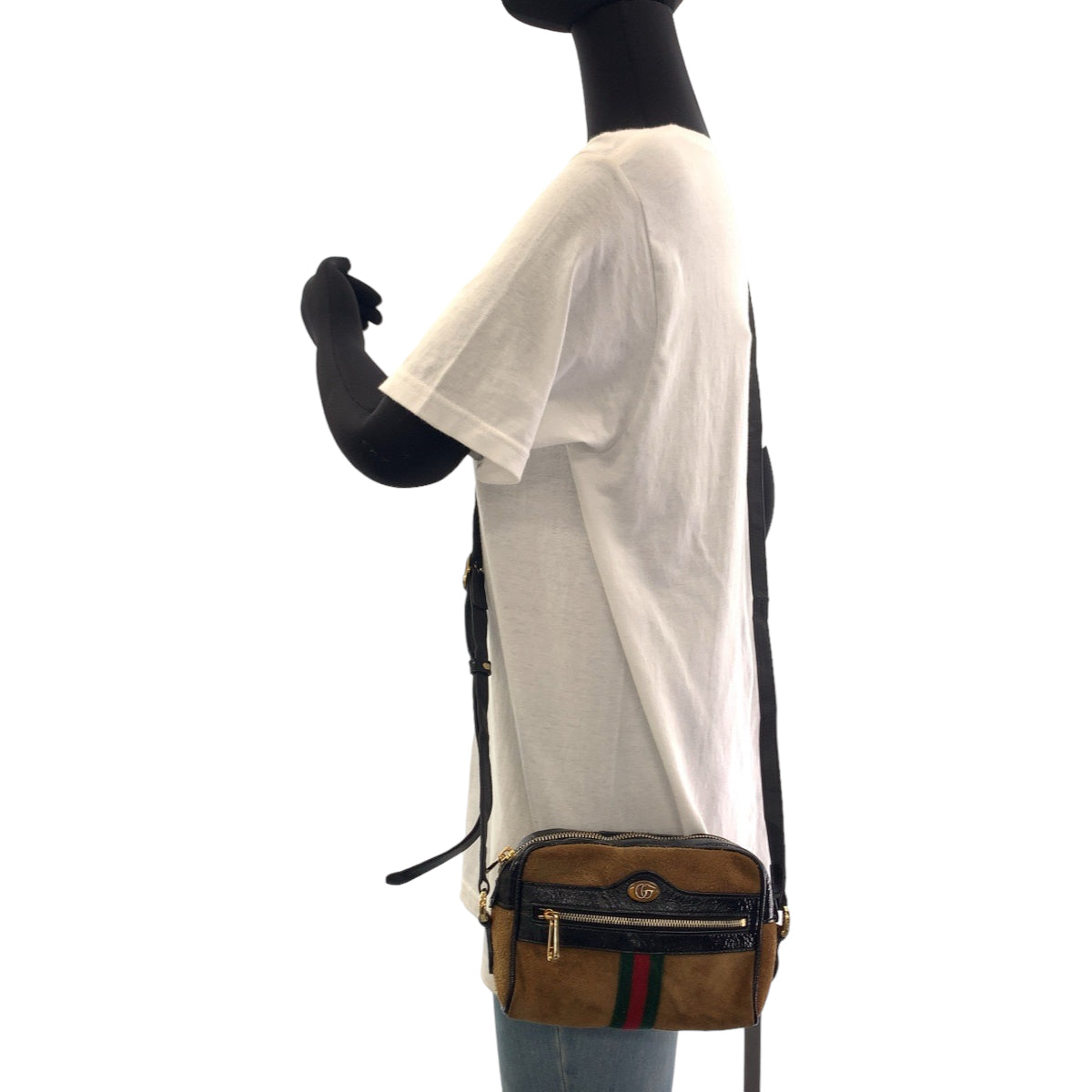 12006
GUCCI グッチ オフィディア ブラウン レッド グリーン ゴールド金具 スウェード / レザー 573321 ショルダーバッグ ポシェット  レディース