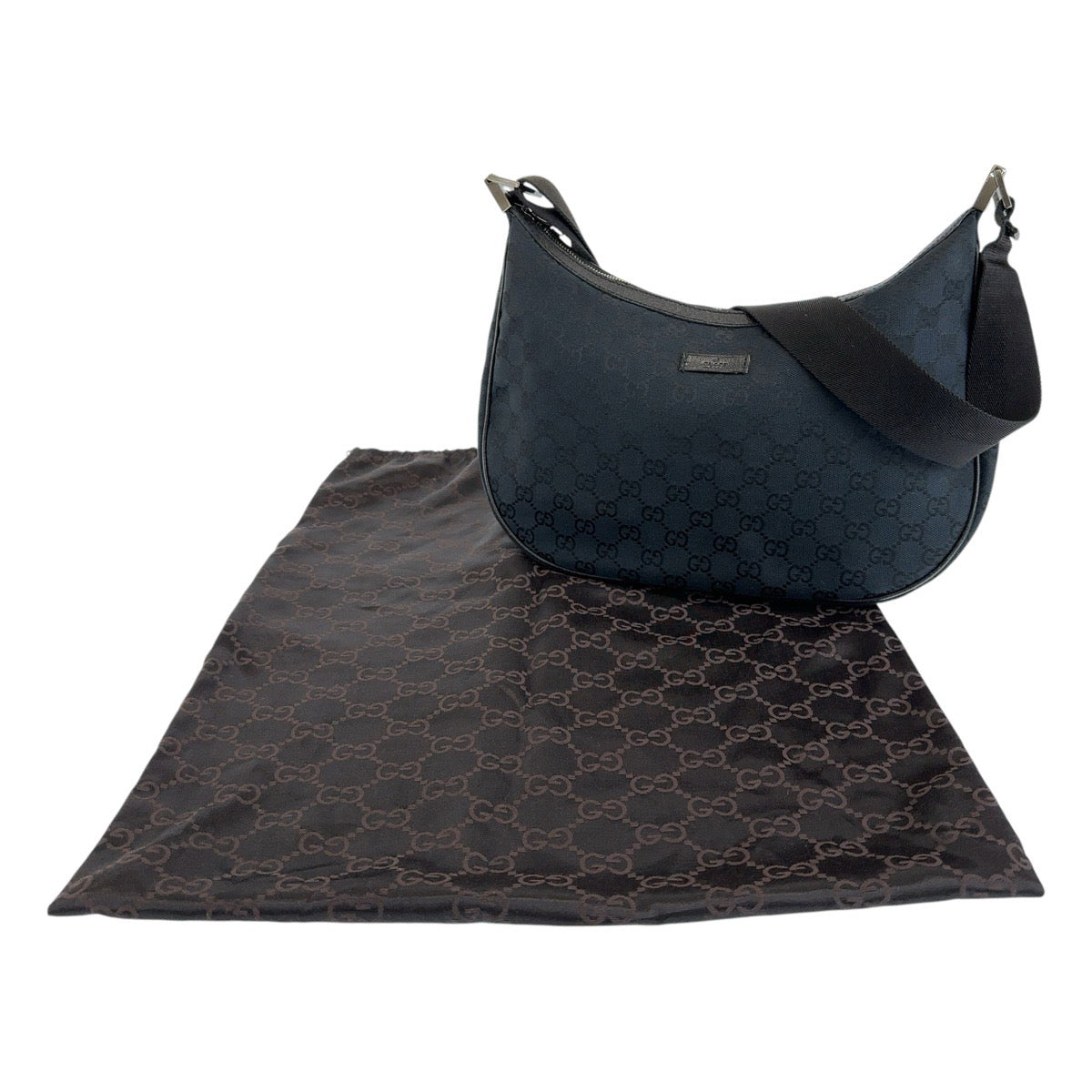 12940
GUCCI グッチ ブラック 黒 シルバー金具 GGキャンバス 122790 斜め掛け ショルダーバッグ  レディース