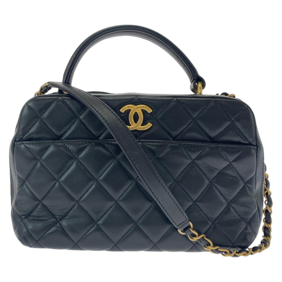 CHANEL シャネル マトラッセ ココマーク ブラック 黒 ゴールド金具 ラムスキン ハンドバッグ ショルダーバッグ 2way  レディース
