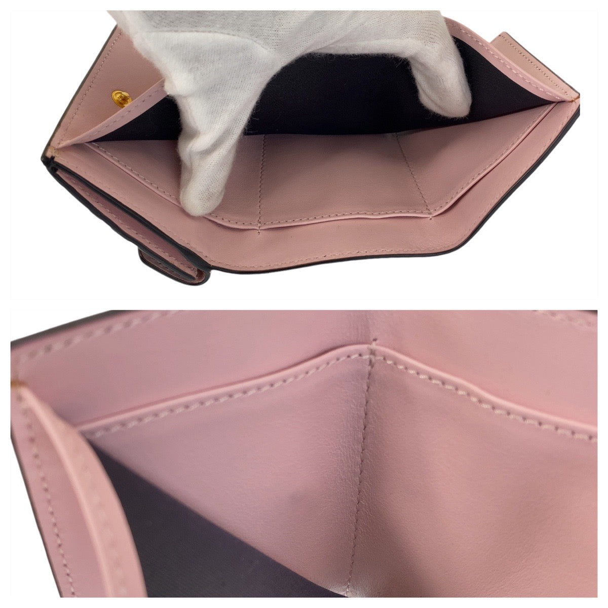 11982
FENDI フェンディ ズッカ エフイズフェンディ ピンク ブラウン ゴールド金具 レザー 折財布 コンパクトウォレット  レディース