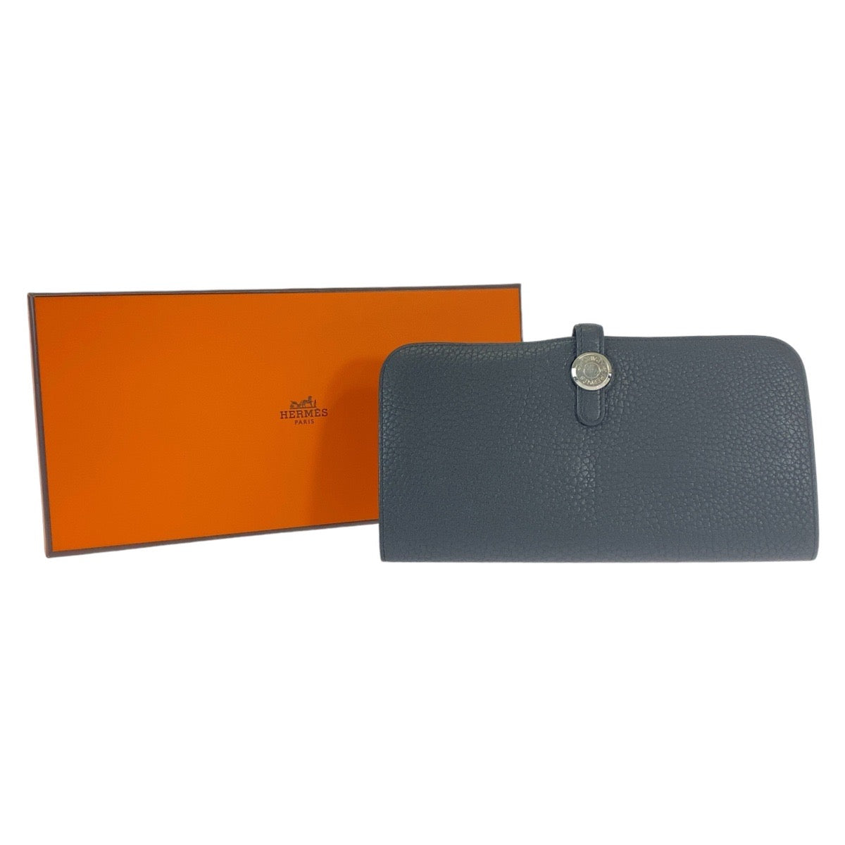 HERMES エルメス ドゴンロング ブラック 黒 シルバー金具 レザー 長財布 ロングウォレット X刻印  レディース