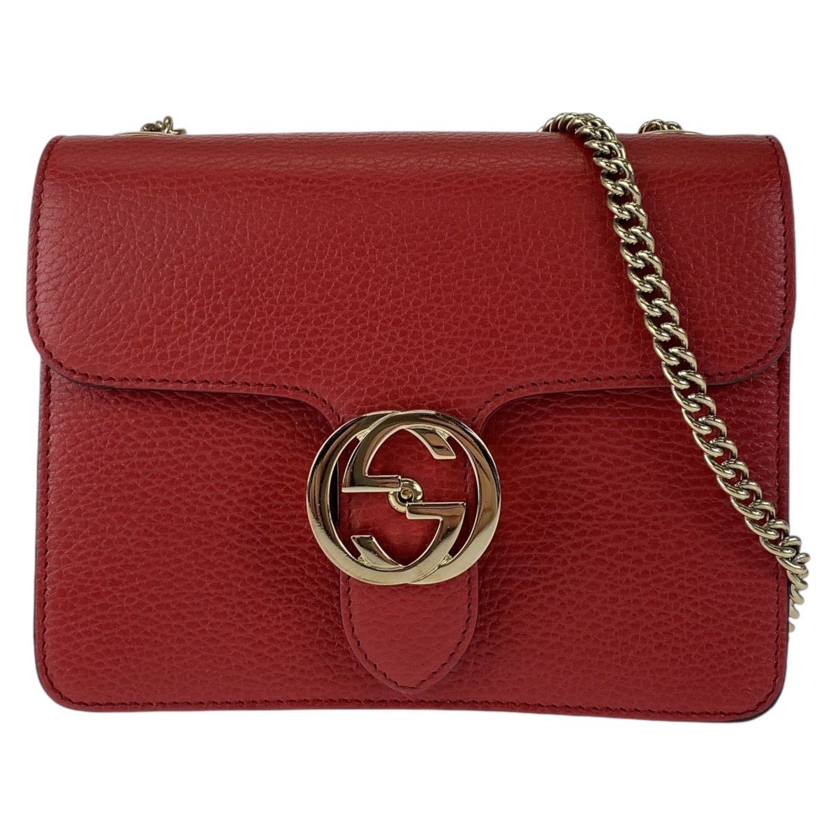 111976
GUCCI グッチ インターロッキング レッド ゴールド金具 レザー 510304 ショルダーバッグ チェーンショルダーバッグ  レディース
