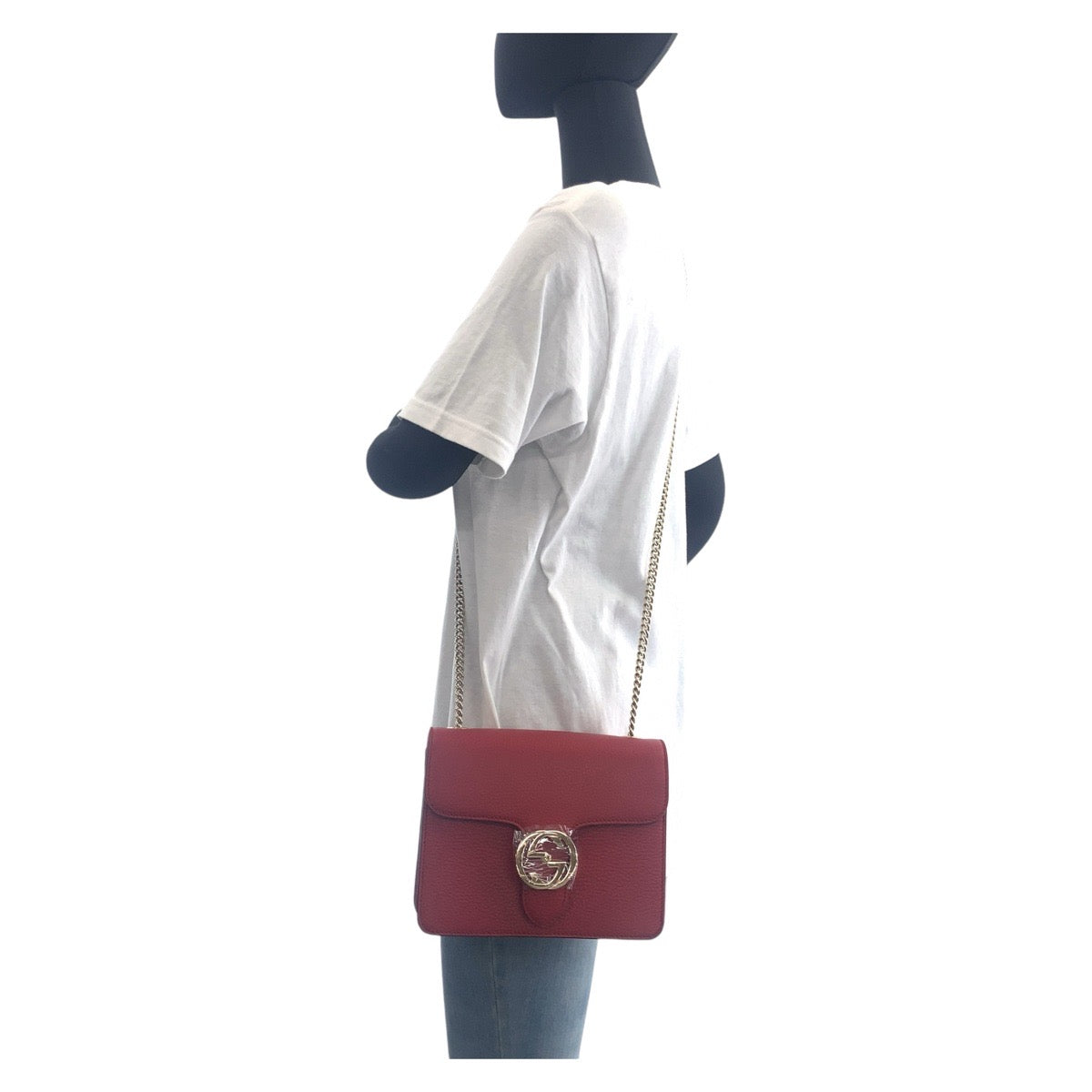111976
GUCCI グッチ インターロッキング レッド ゴールド金具 レザー 510304 ショルダーバッグ チェーンショルダーバッグ  レディース