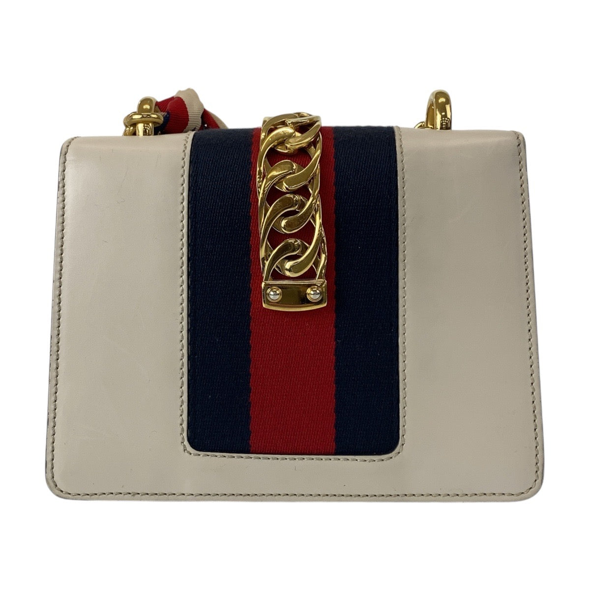 11974
GUCCI グッチ シェリーライン シルヴィミニ ホワイト レザー 431666 斜め掛け ショルダーバッグ ポシェット  レディース