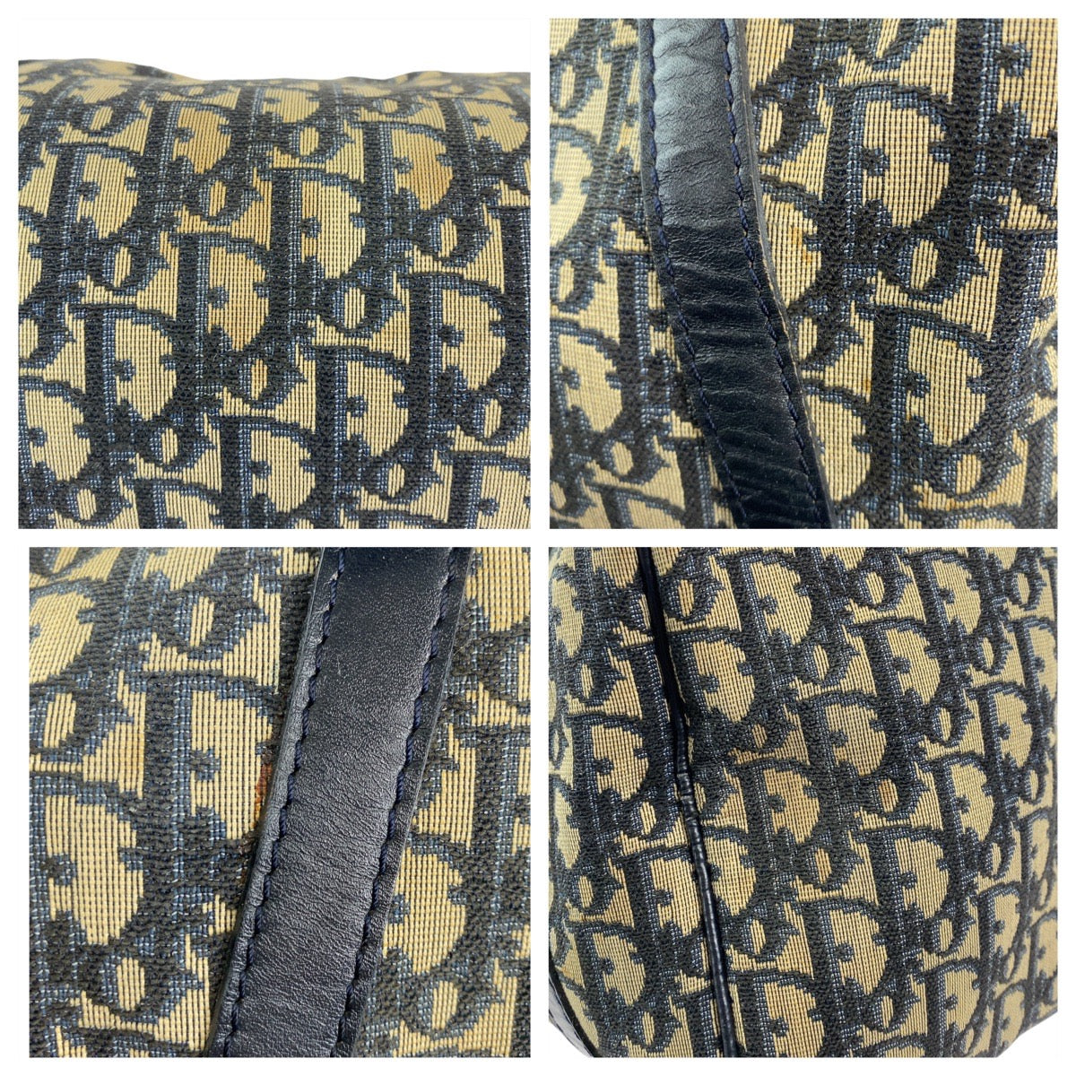 11970
Dior ディオール ヴィンテージ トロッター ネイビー シルバー金具 キャンバス / レザー ハンドバッグ ミニボストンバッグ  レディース