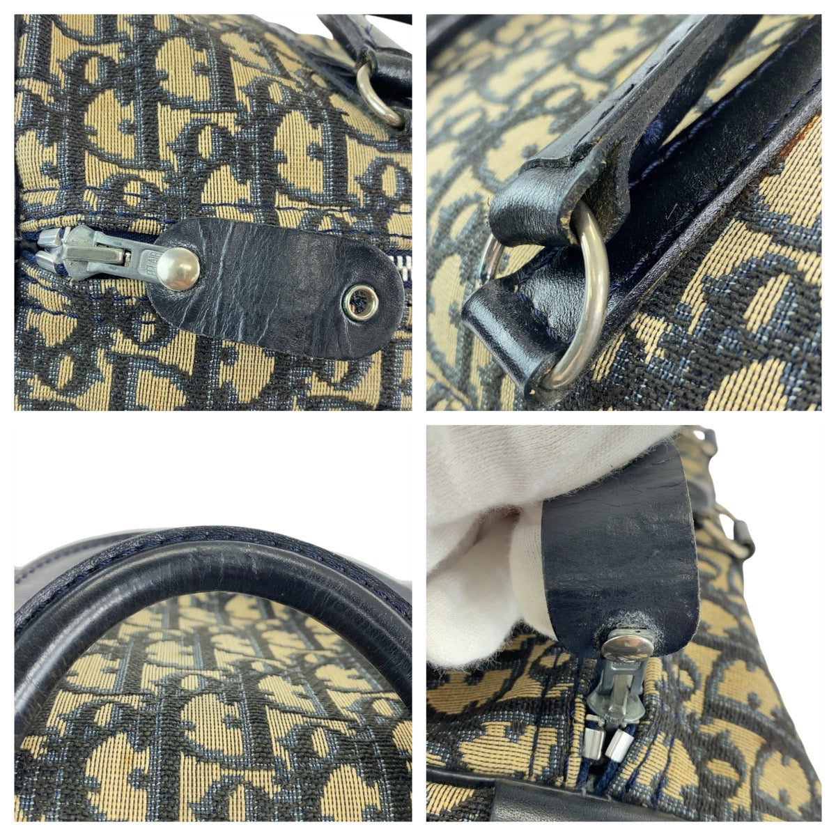 11970
Dior ディオール ヴィンテージ トロッター ネイビー シルバー金具 キャンバス / レザー ハンドバッグ ミニボストンバッグ  レディース