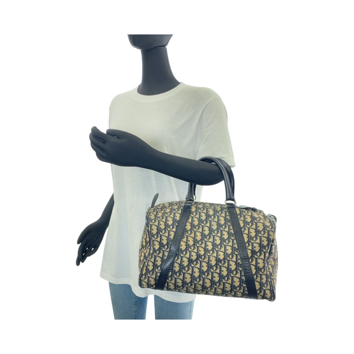 11970
Dior ディオール ヴィンテージ トロッター ネイビー シルバー金具 キャンバス / レザー ハンドバッグ ミニボストンバッグ  レディース