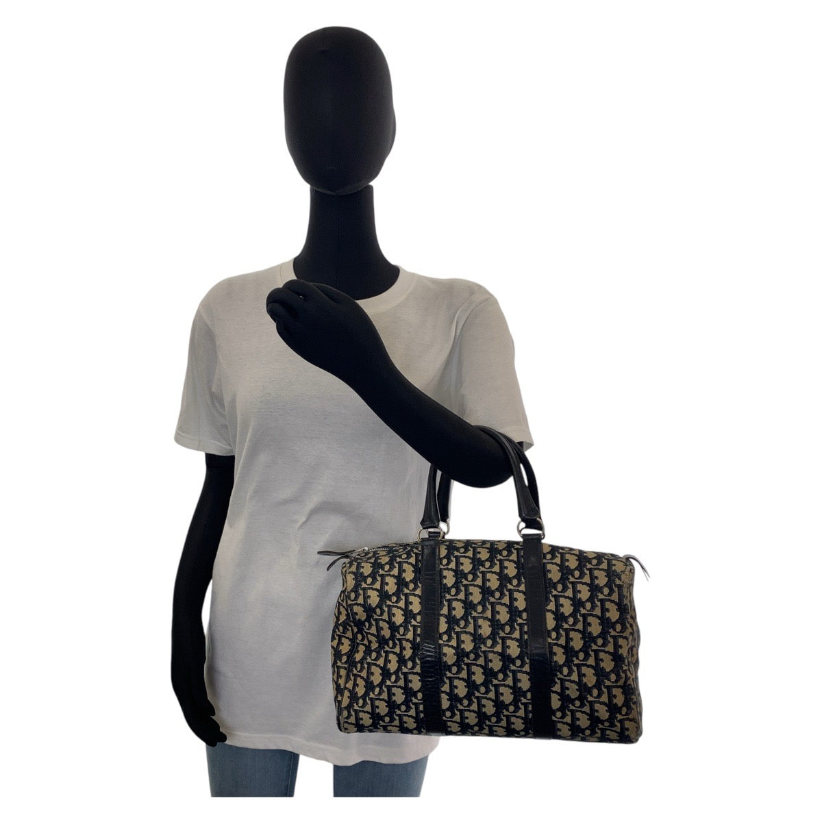 11969
Dior ディオール ヴィンテージ トロッター ネイビー シルバー金具 キャンバス / レザー ハンドバッグ ボストンバッグ  レディース