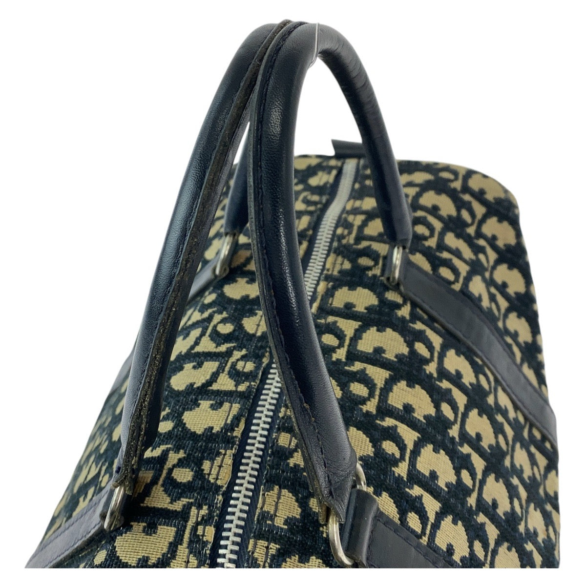 11969
Dior ディオール ヴィンテージ トロッター ネイビー シルバー金具 キャンバス / レザー ハンドバッグ ボストンバッグ  レディース