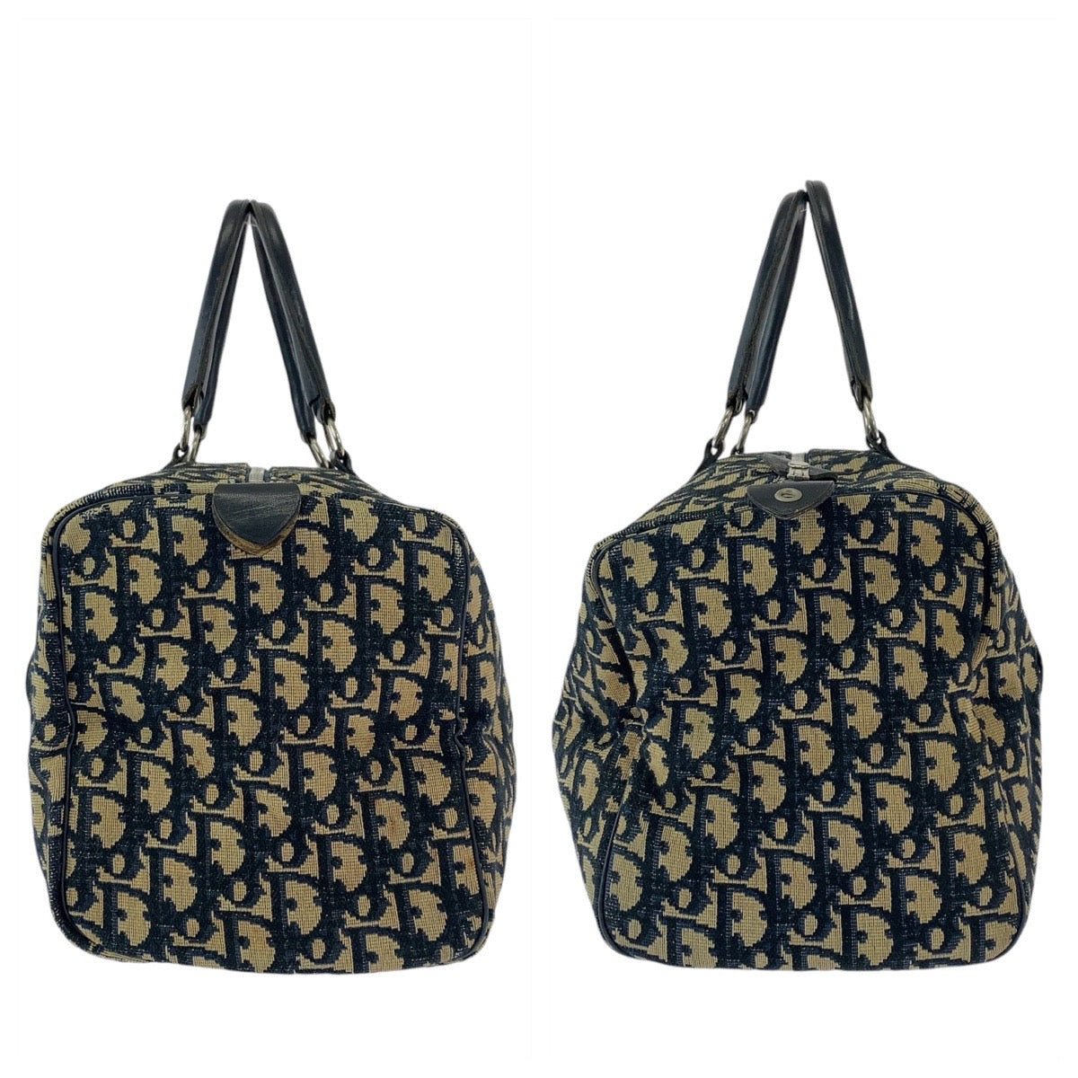11969
Dior ディオール ヴィンテージ トロッター ネイビー シルバー金具 キャンバス / レザー ハンドバッグ ボストンバッグ  レディース