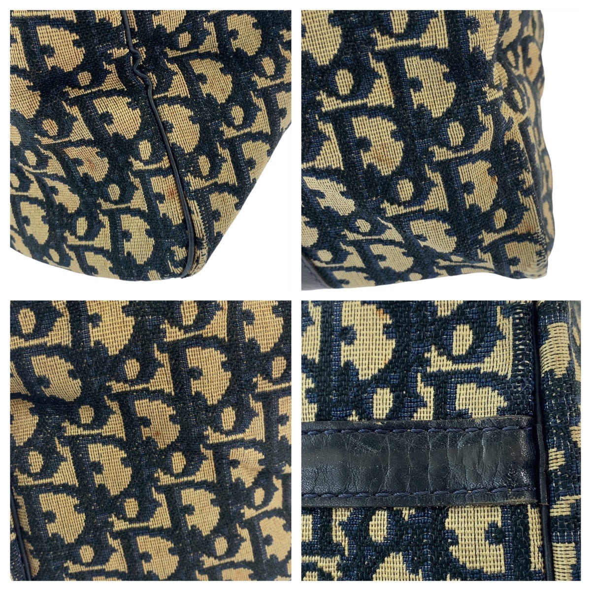 11969
Dior ディオール ヴィンテージ トロッター ネイビー シルバー金具 キャンバス / レザー ハンドバッグ ボストンバッグ  レディース