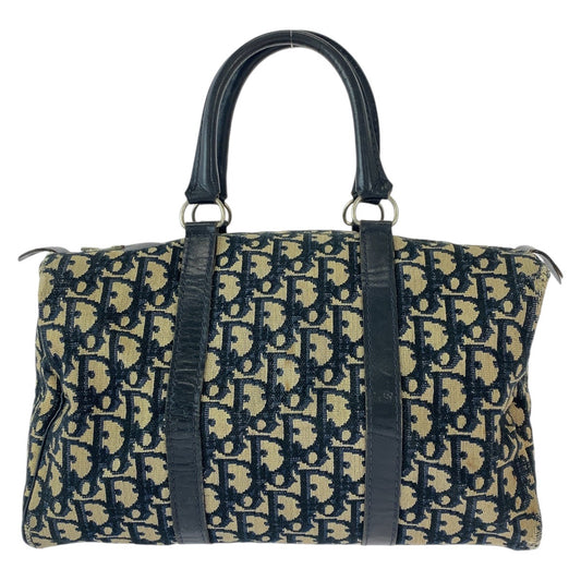 11969
Dior ディオール ヴィンテージ トロッター ネイビー シルバー金具 キャンバス / レザー ハンドバッグ ボストンバッグ  レディース