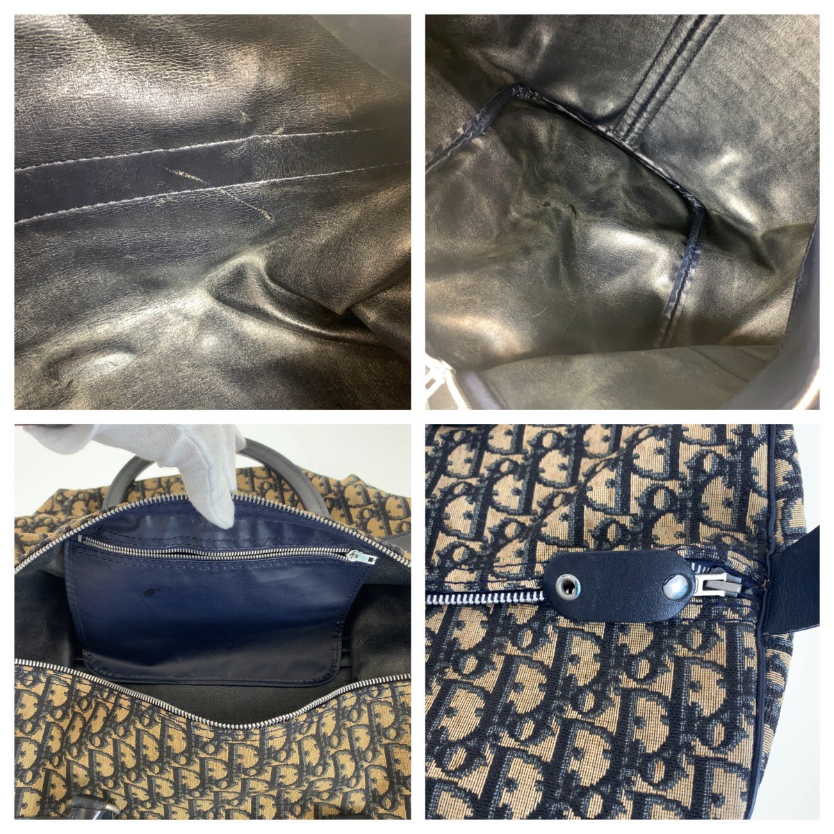11968
Dior ディオール ヴィンテージ トロッター ネイビー ベージュ シルバー金具 キャンバス / レザー ボストンバッグ 男女兼用  レディース