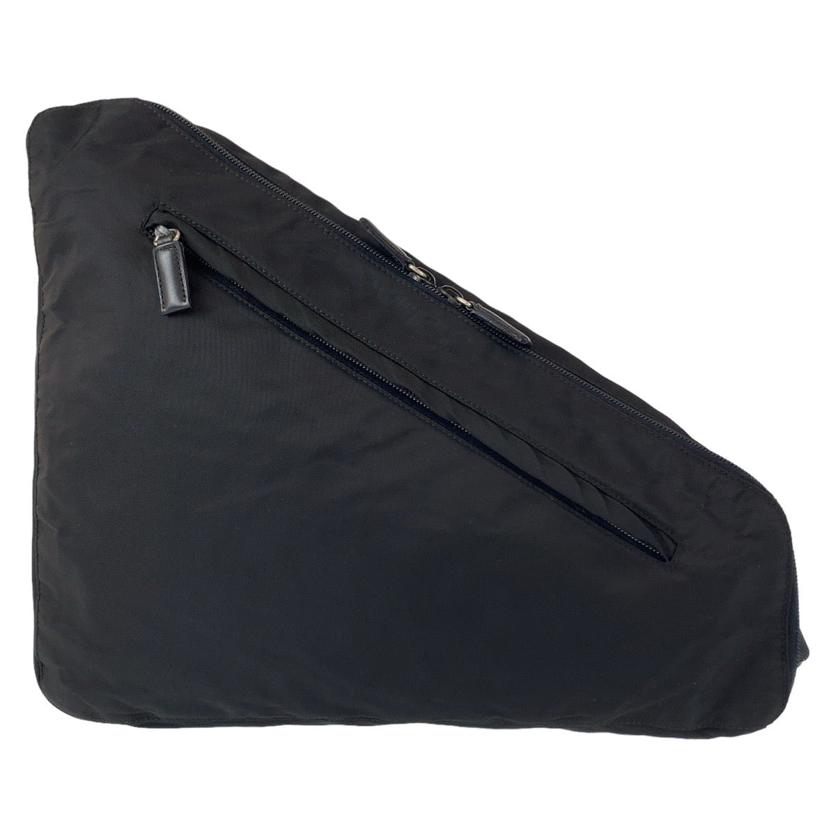 PRADA Tessuto Triangle Logo Plate Black Silver Hardware Nylon Body Bag Shoulder Bag Triangle Bag Men's