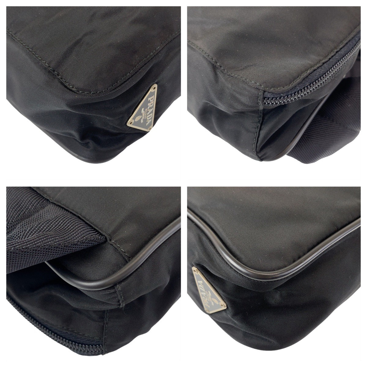 PRADA Tessuto Triangle Logo Plate Black Silver Hardware Nylon Body Bag Shoulder Bag Triangle Bag Men's