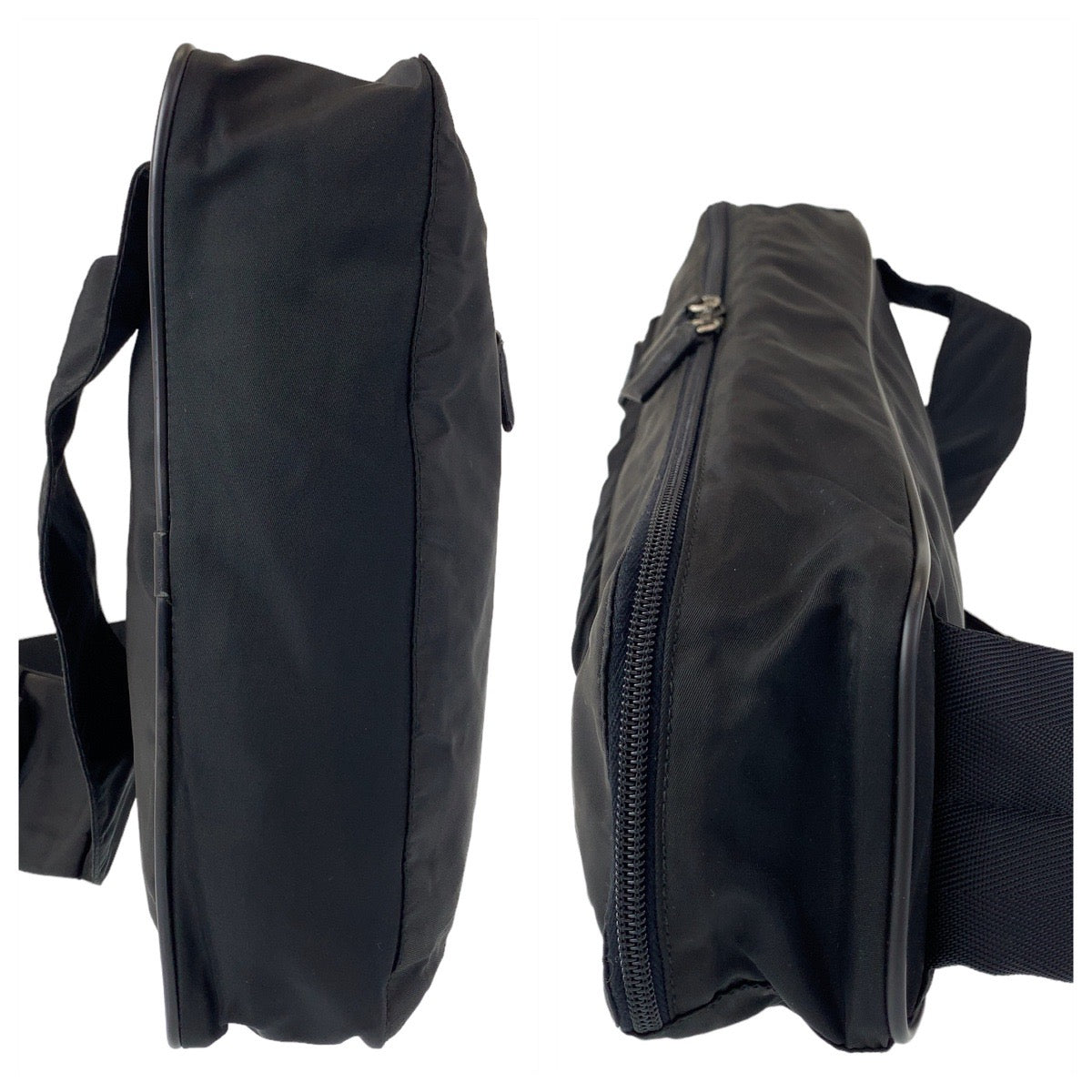 PRADA Tessuto Triangle Logo Plate Black Silver Hardware Nylon Body Bag Shoulder Bag Triangle Bag Men's