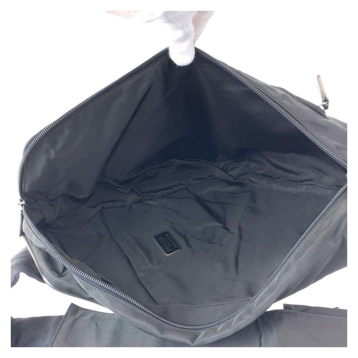 PRADA Tessuto Triangle Logo Plate Black Silver Hardware Nylon Body Bag Shoulder Bag Triangle Bag Men's