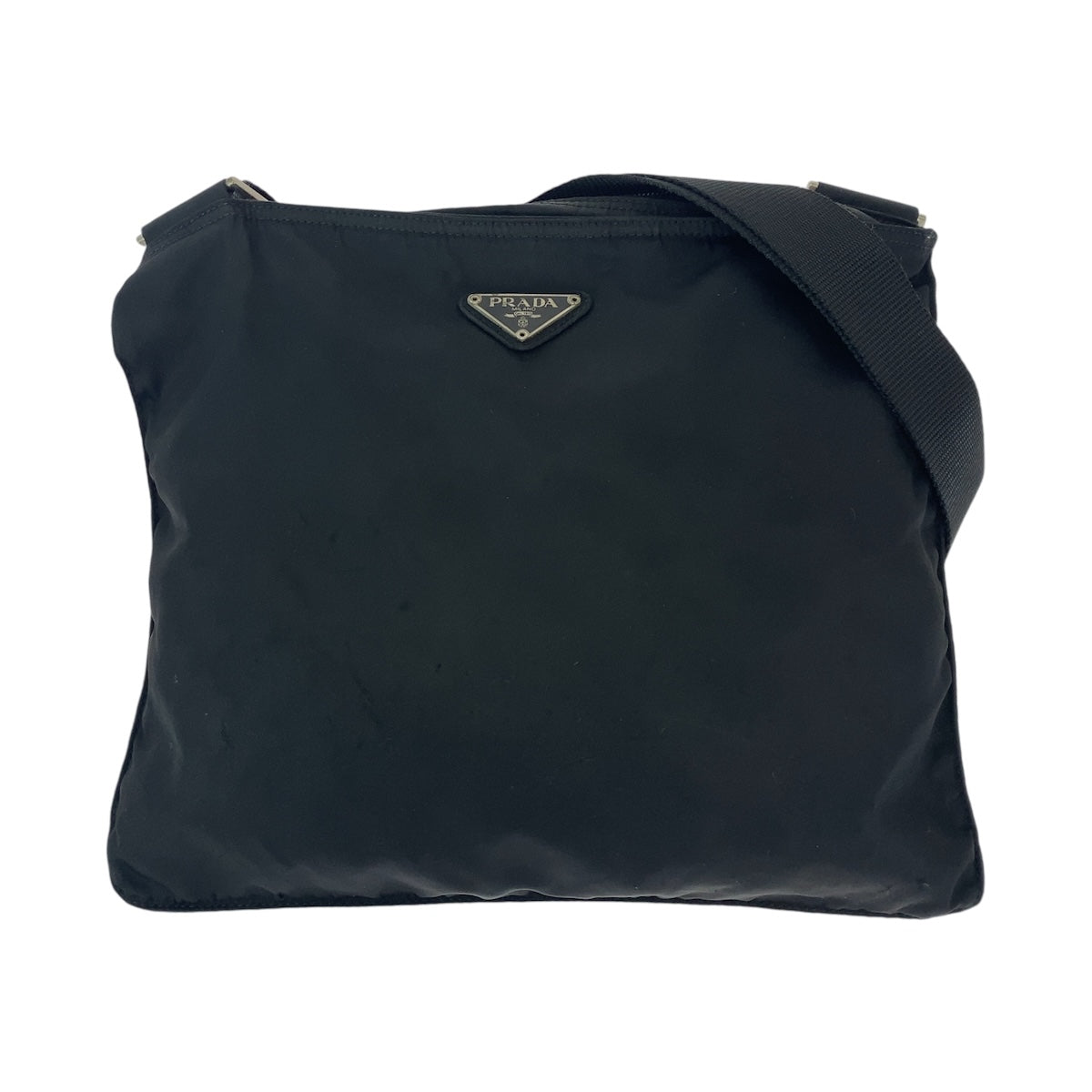 11966
PRADA プラダ テスート 三角ロゴプレート ブラック 黒 シルバー金具 ナイロン ショルダーバッグ メッセンジャーバッグ  レディース