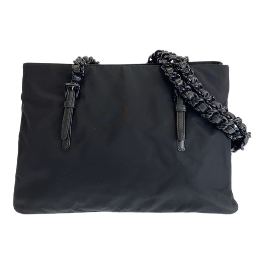 12942
PRADA プラダ テスート 三角ロゴプレート ブラック 黒 シルバー金具 ナイロン / プラスチック / レザー プラチェーン ショルダーバッグ  レディース
