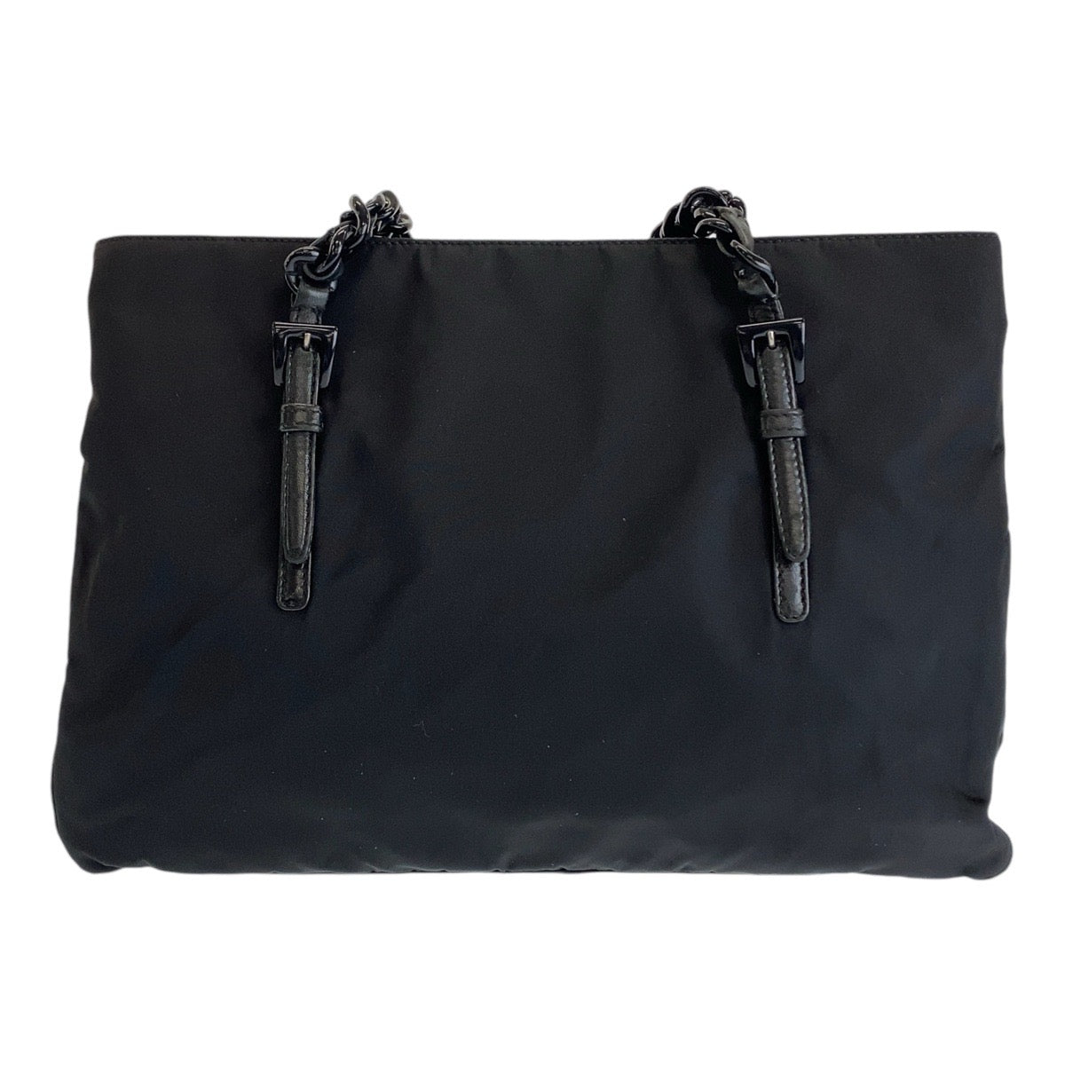 12942
PRADA プラダ テスート 三角ロゴプレート ブラック 黒 シルバー金具 ナイロン / プラスチック / レザー プラチェーン ショルダーバッグ  レディース