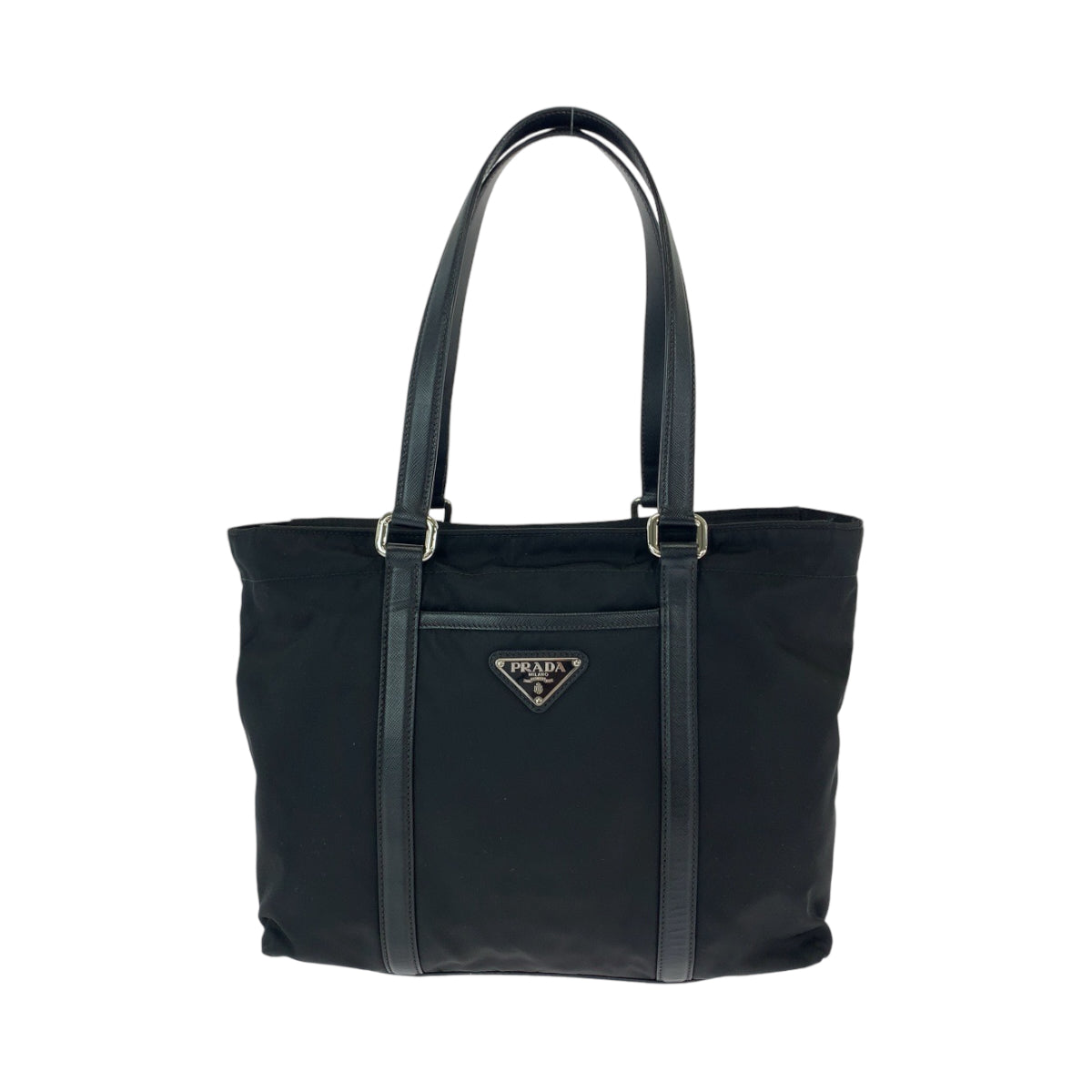 11963
PRADA プラダ テスート 三角ロゴプレート ブラック 黒 シルバー金具 ナイロン BR2288 トートバッグ ショルダーバッグ  レディース