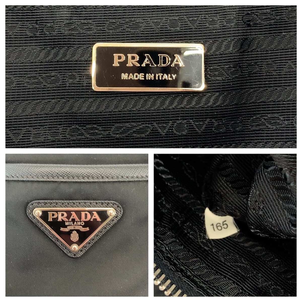 11963
PRADA プラダ テスート 三角ロゴプレート ブラック 黒 シルバー金具 ナイロン BR2288 トートバッグ ショルダーバッグ  レディース