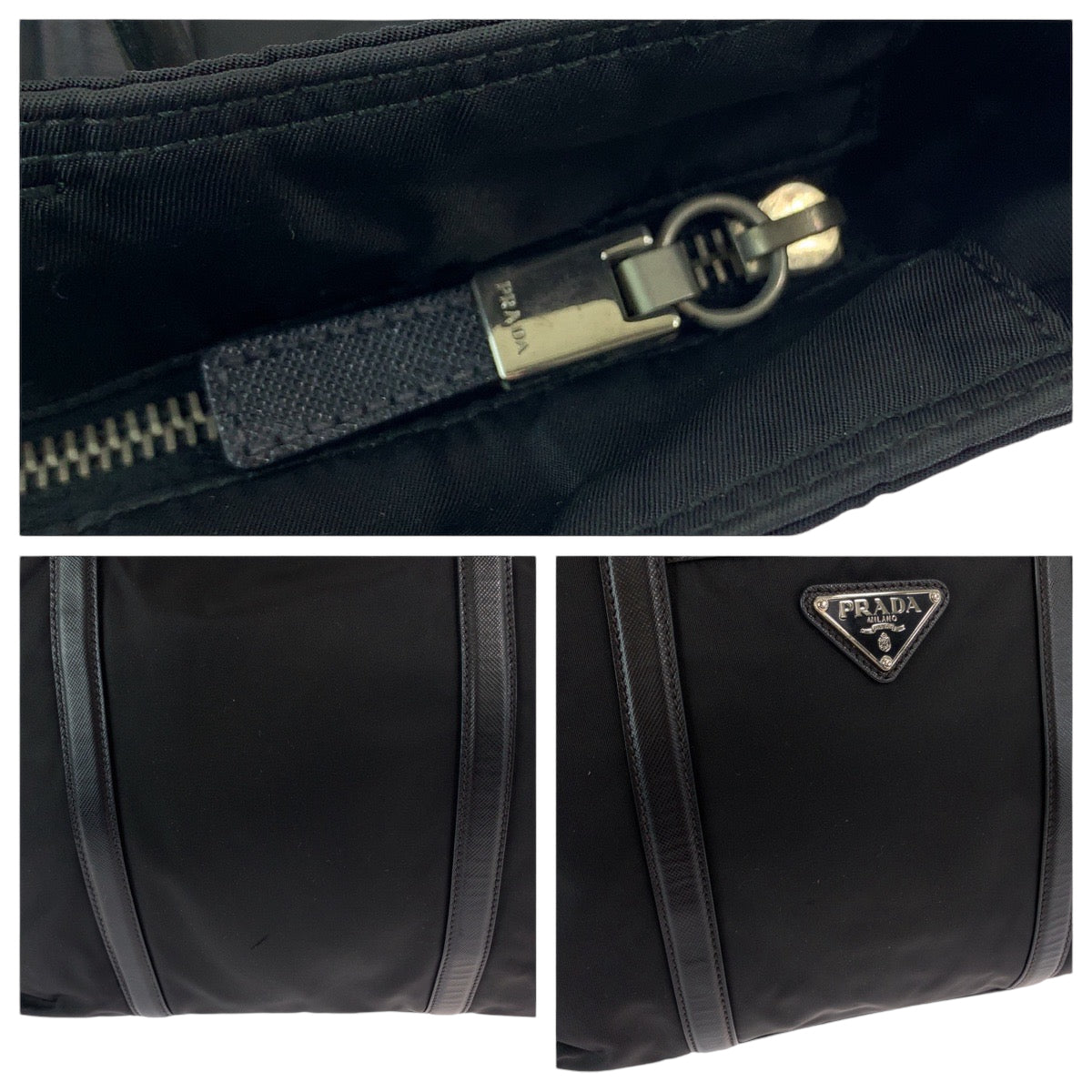 11963
PRADA プラダ テスート 三角ロゴプレート ブラック 黒 シルバー金具 ナイロン BR2288 トートバッグ ショルダーバッグ  レディース