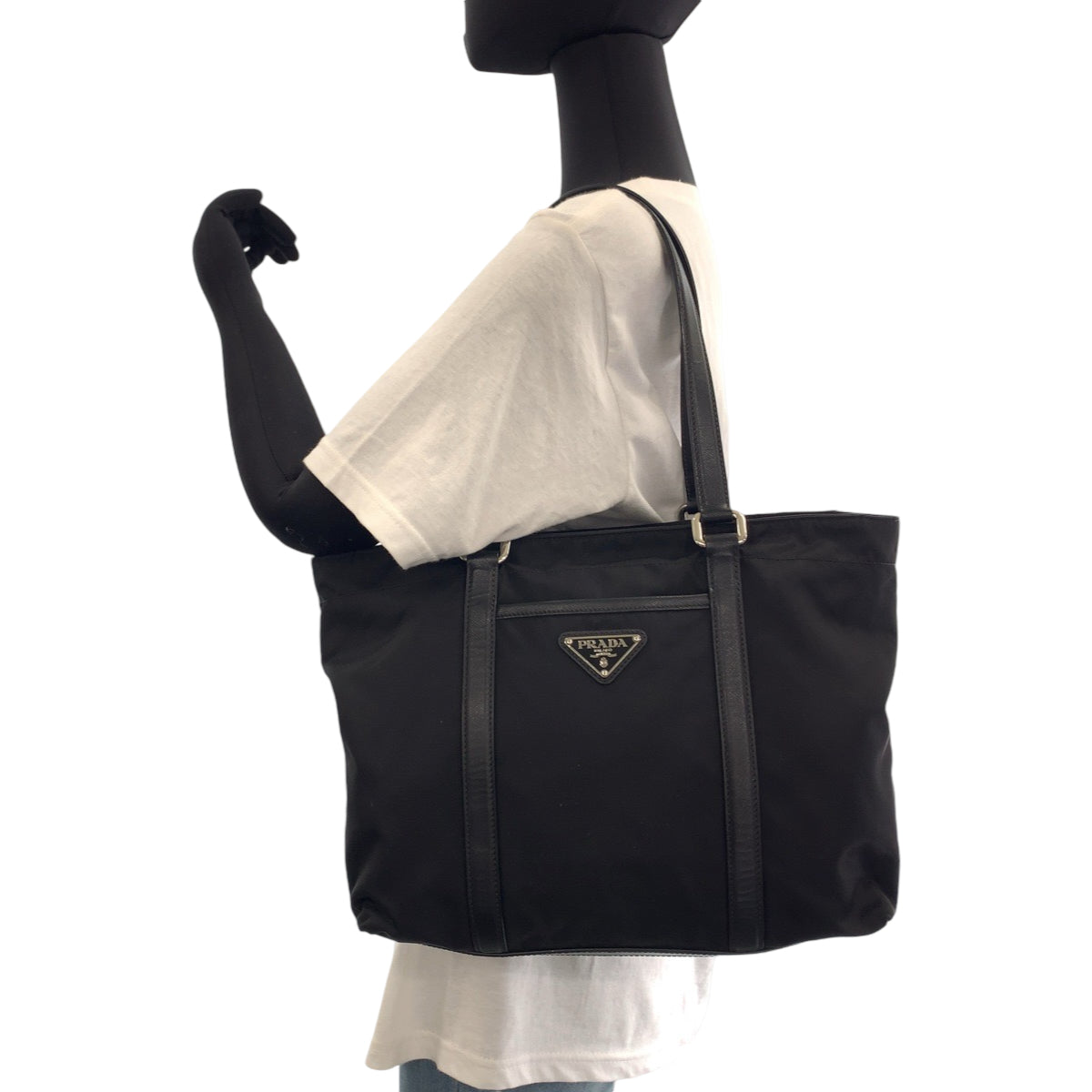11963
PRADA プラダ テスート 三角ロゴプレート ブラック 黒 シルバー金具 ナイロン BR2288 トートバッグ ショルダーバッグ  レディース