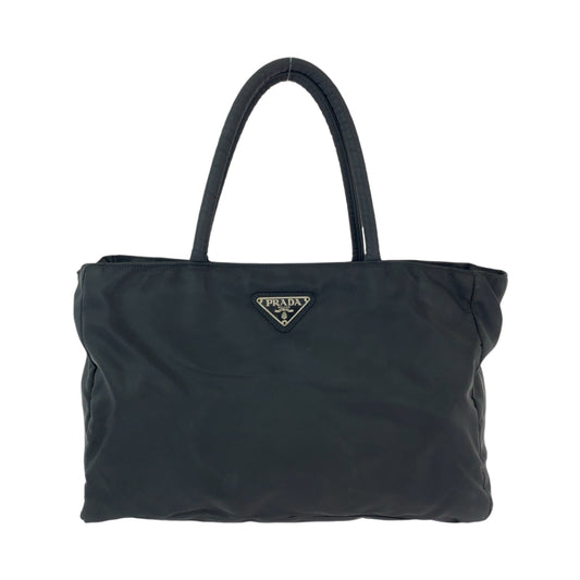 111961
PRADA プラダ テスート 三角ロゴプレート ブラック 黒 シルバー金具 ナイロン トートバッグ ハンドバッグ  レディース