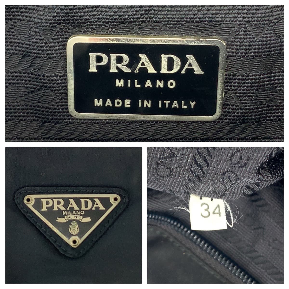 111961
PRADA プラダ テスート 三角ロゴプレート ブラック 黒 シルバー金具 ナイロン トートバッグ ハンドバッグ  レディース