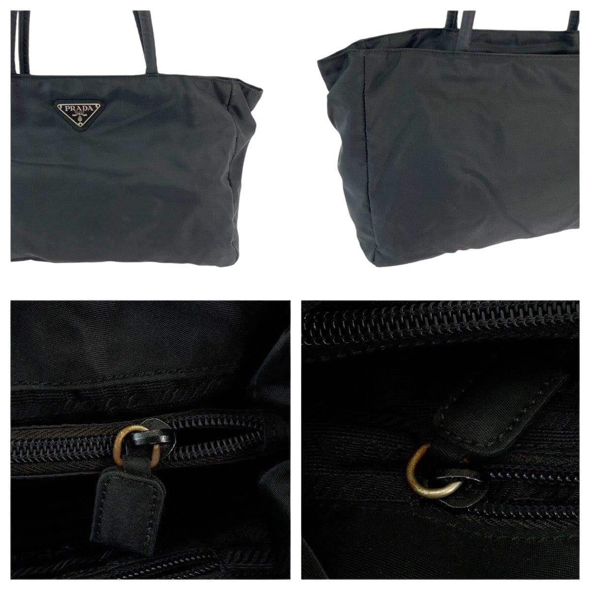 111961
PRADA プラダ テスート 三角ロゴプレート ブラック 黒 シルバー金具 ナイロン トートバッグ ハンドバッグ  レディース