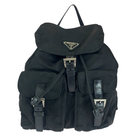 14026
PRADA プラダ テスート 三角ロゴプレート ブラック 黒 シルバー金具 ナイロン / レザー リュック・デイパック バックパック  レディース