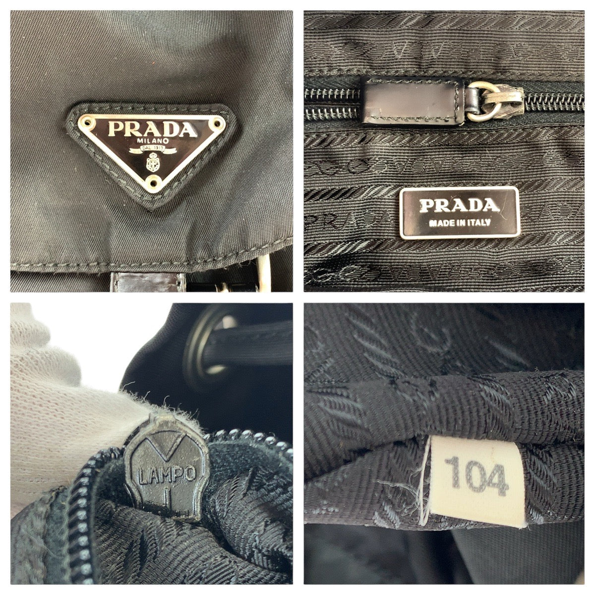 14026
PRADA プラダ テスート 三角ロゴプレート ブラック 黒 シルバー金具 ナイロン / レザー リュック・デイパック バックパック  レディース