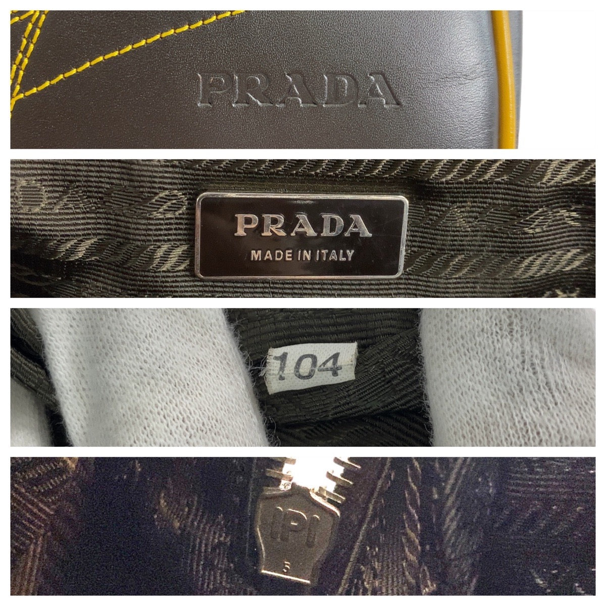 12943
PRADA プラダ ブラウン イエロー シルバー金具 レザー トートバッグ ミニボストンバッグ  レディース