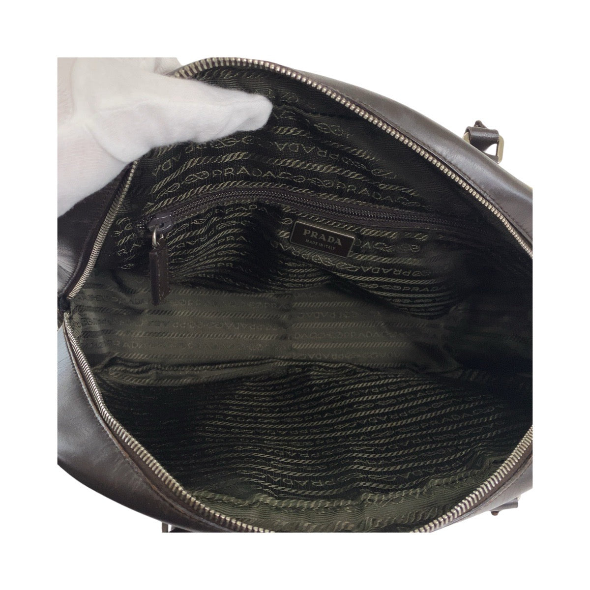 12943
PRADA プラダ ブラウン イエロー シルバー金具 レザー トートバッグ ミニボストンバッグ  レディース