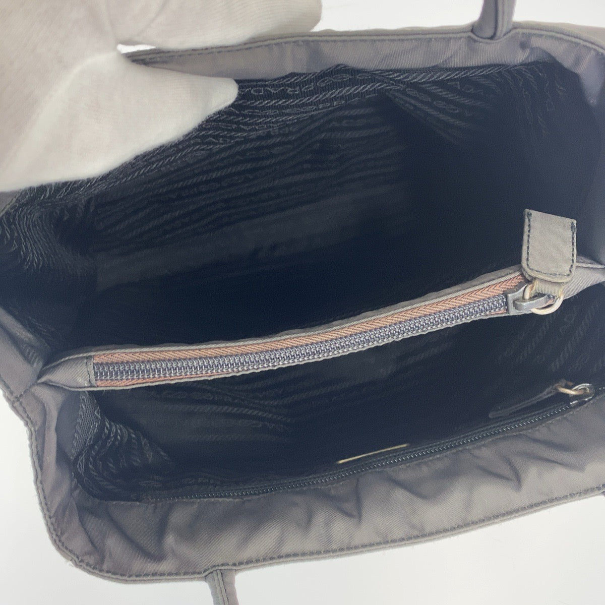 PRADA Prada Tessuto Triangle Logo Plate Grey Silver Hardware Nylon Tote Bag Shoulder Bag Women's